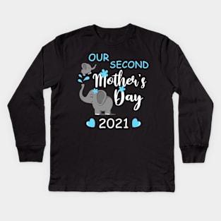 Our Second Mother's Day 2021 Shirt 2nd Mother's Day Mom and Baby Matching Kids Long Sleeve T-Shirt